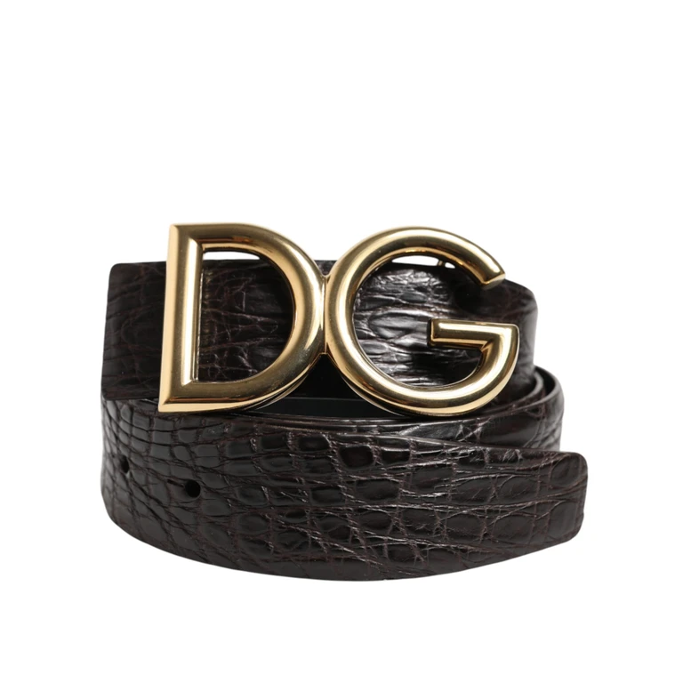 Dolce & Gabbana Black Exotic Leather Dg Logo Buckle Belt Caiman - Men
