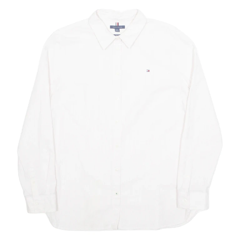 TOMMY HILFIGER Womens Shirt Pink Pinstripe Long Sleeve L
