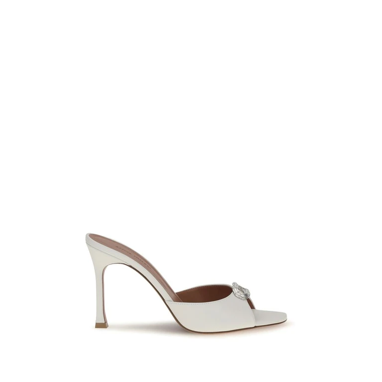White Calf Leather Bos Taurus Stiletto Heel Sandals - Women