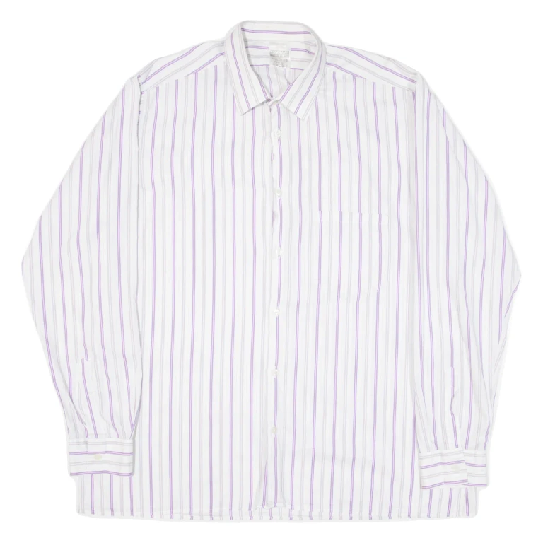 KANDAHAR Mens Shirt Purple Striped Long Sleeve XL
