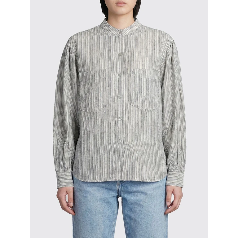 Isabel Marant Étoile 셀비아 라이트 블루 스트라이프 코튼 롱슬리브 셔츠
