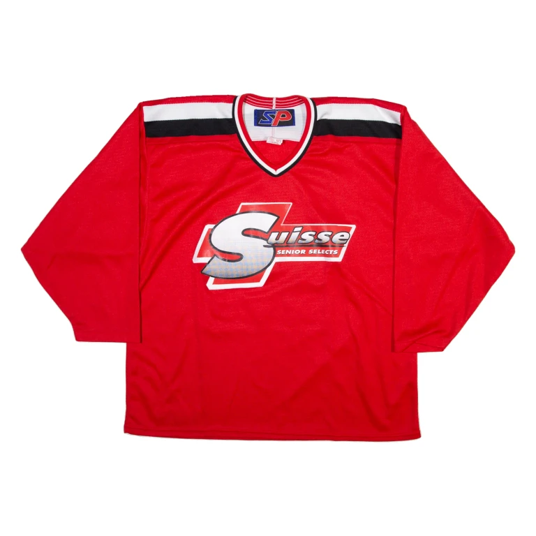 SP Switzerland National Team Mens Jersey Red Long Sleeve V-Neck L