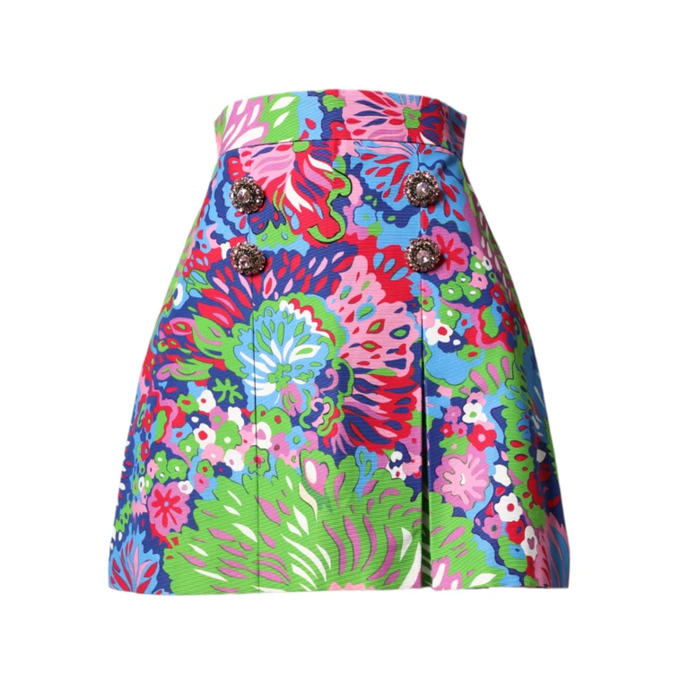 Dolce & Gabbana Multicolor Floral Buttoned High Waist Mini Shorts - Women