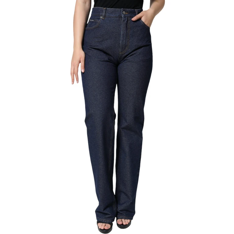 Dolce & Gabbana Dark Blue Cotton Stretch Straight Denim Jeans Elastane Clothing - Women