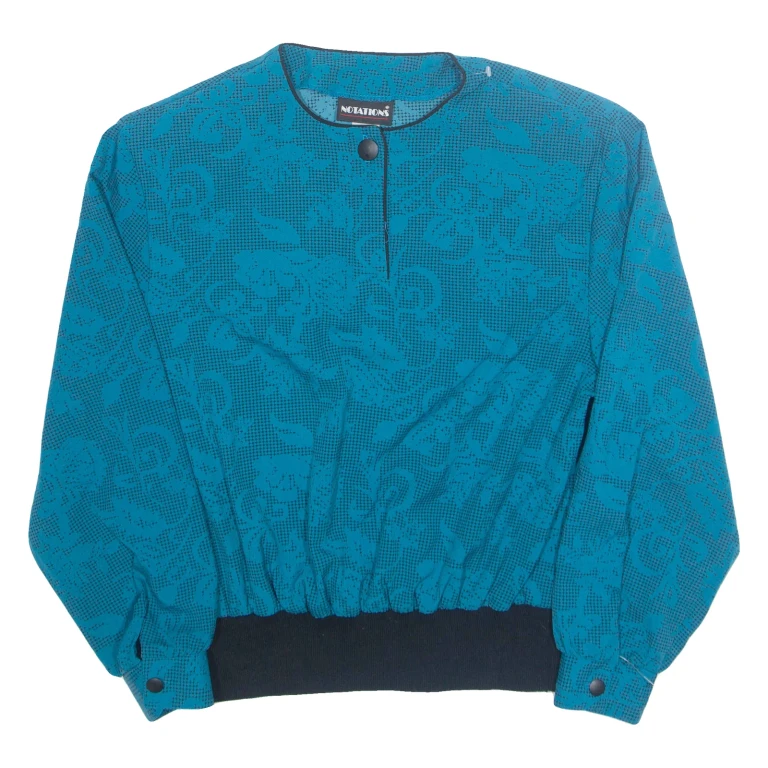 NOTATIONS Womens Printed Blouse Blue Long Sleeve Floral M