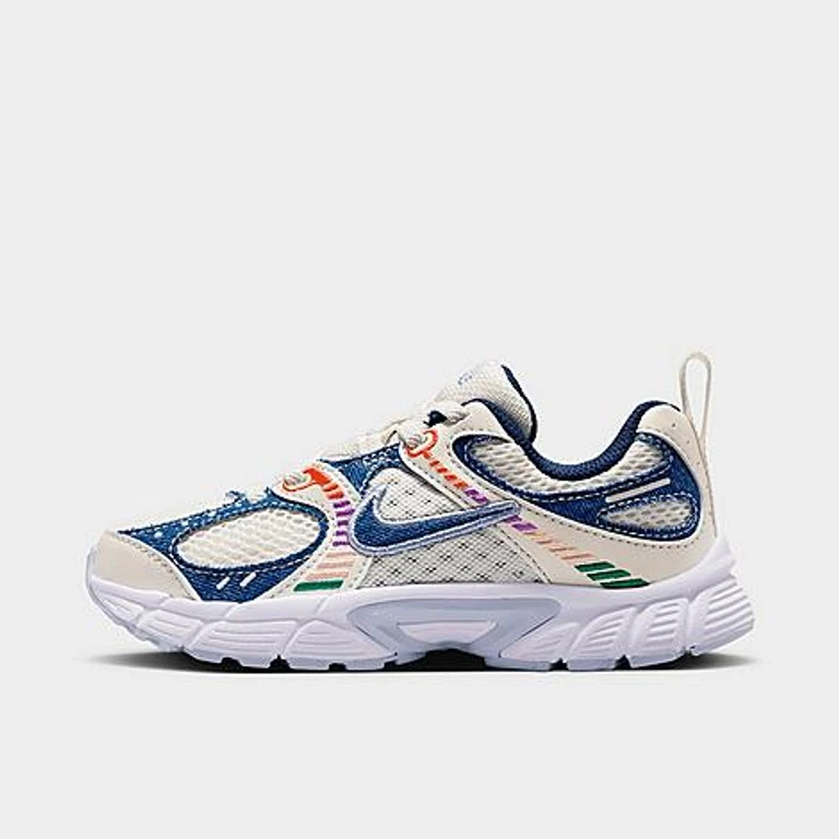 Nike Little Kids V5 RNR Stretch Lace Casual Shoes in Soft Pearl/Blue Denim/Malachite Size: 1.5