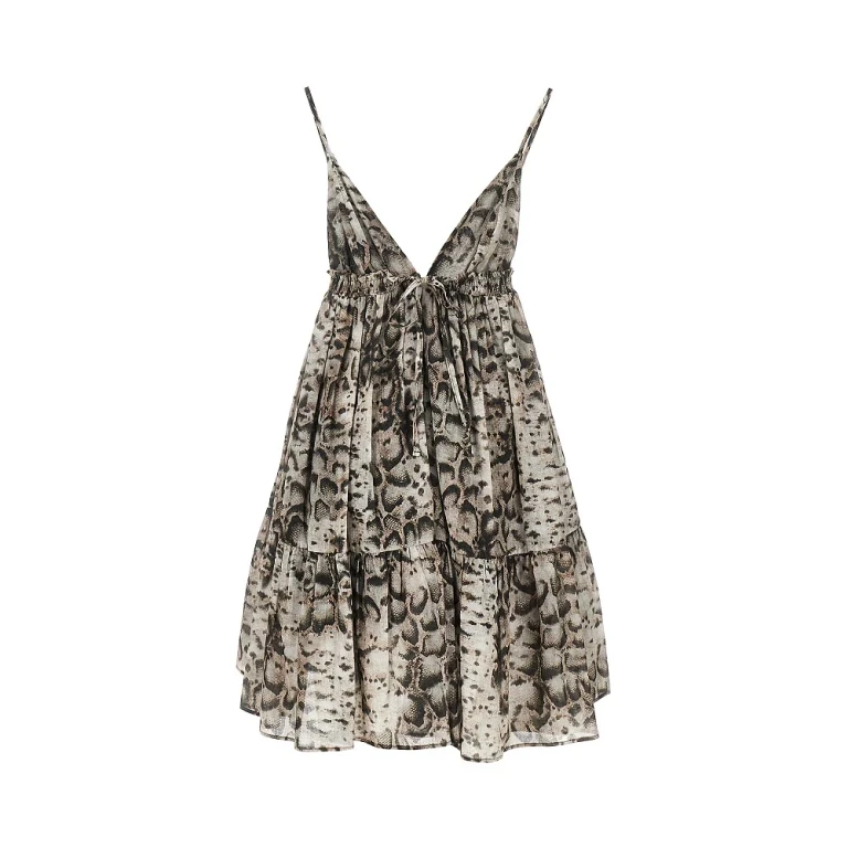 PINKO Snake-print muslin mini dress Woman 38