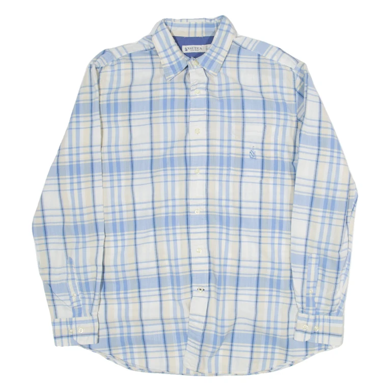 NAUTICA Mens Shirt Blue Check Long Sleeve L