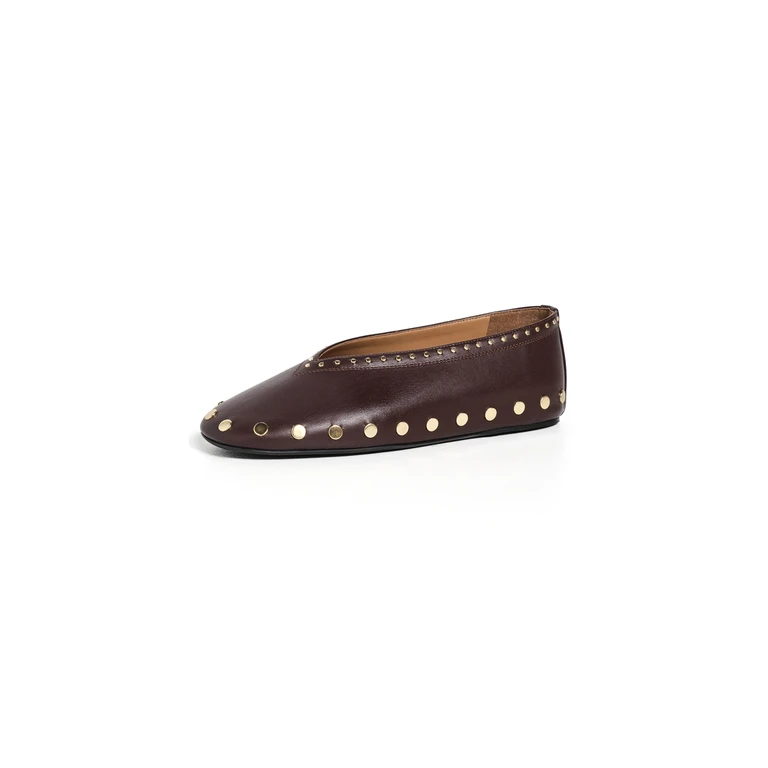 GANNI Jenny Ballerina Nappa Flats Chicory Coffee 41
