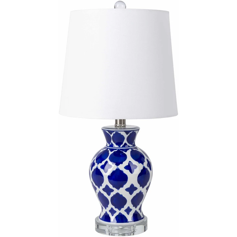 Pangian White & Blue Patterned Ceramic Table Lamp
