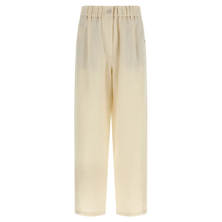 Brunello Cucinelli White Viscose Casual Pants - Women