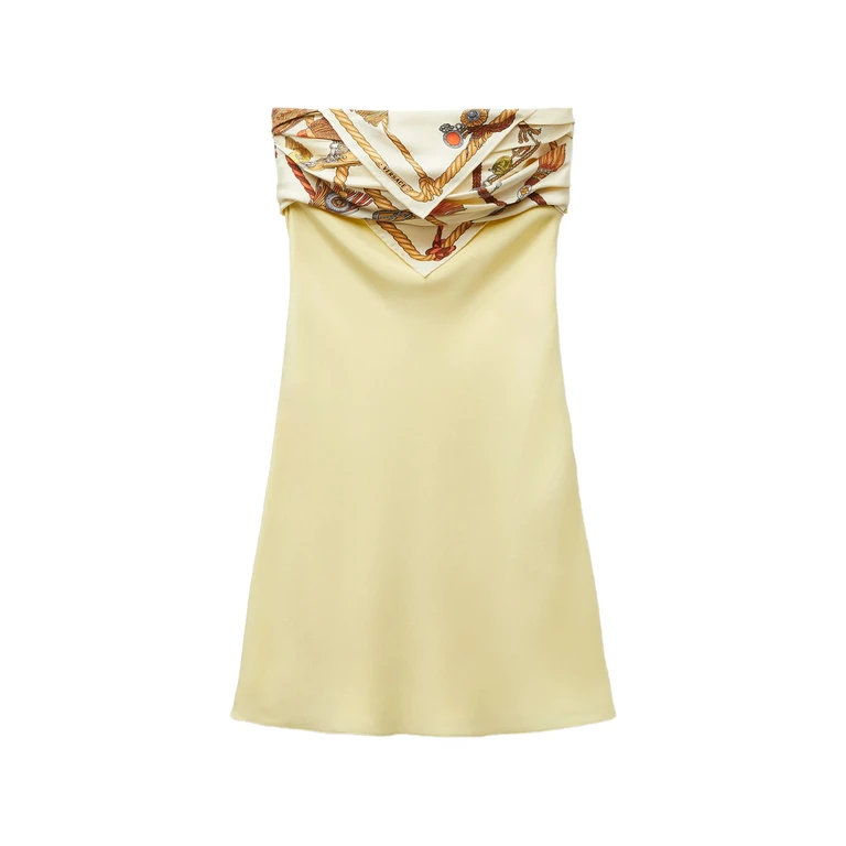 Robe Mini à Superposition de Foulard en Twill de Soie