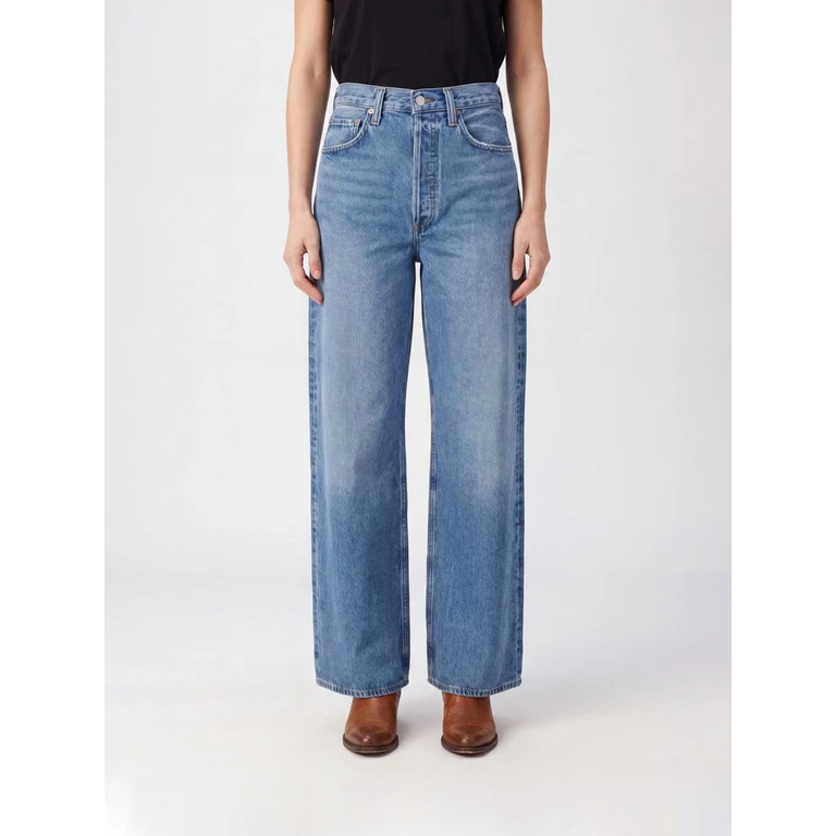 High-Waisted Wide Leg Flare Jeans in Recycled Cotton Denim (A3281885OBRK)