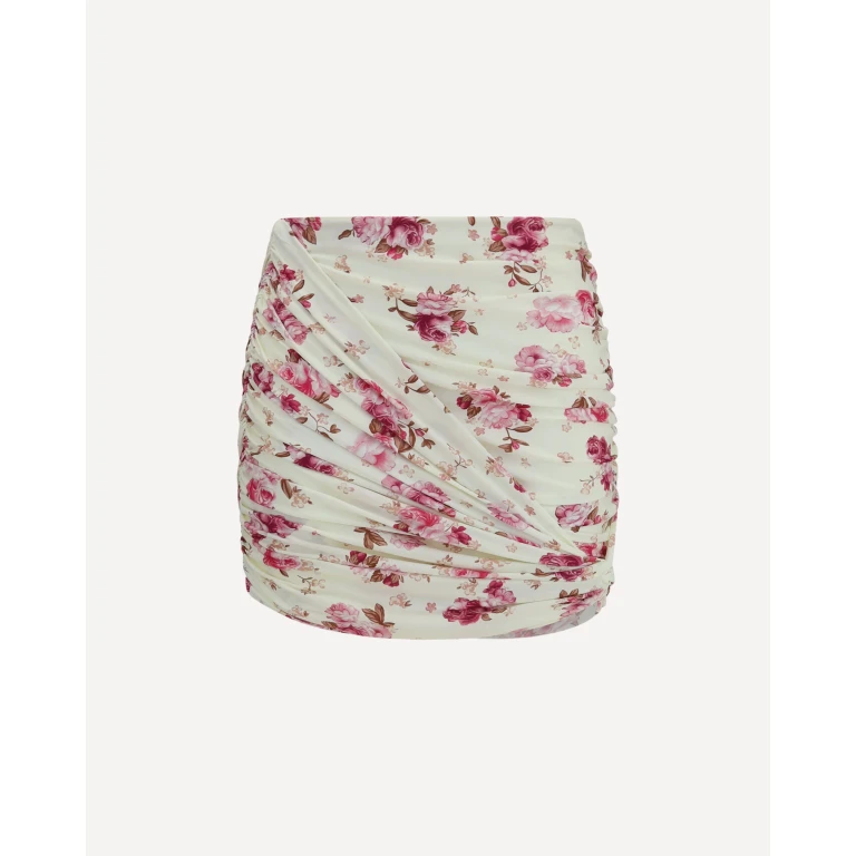 Draped floral-print swim Mini Skirt Female 38