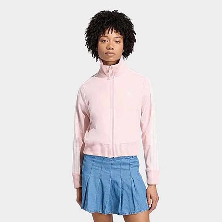 adidas Women's Originals Firebird Knitted Crochet Details Track Top in Sandy Pink Size: XXS