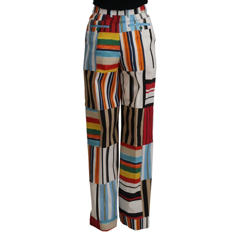 Dolce & Gabbana Multicolor Striped High Waist Cotton Pants - Women