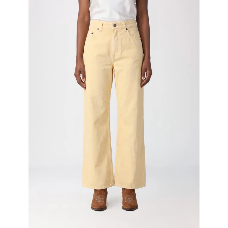 High-Waisted Wide Leg Jeans in Linen and Cotton Denim (HEW03368GFT0343)