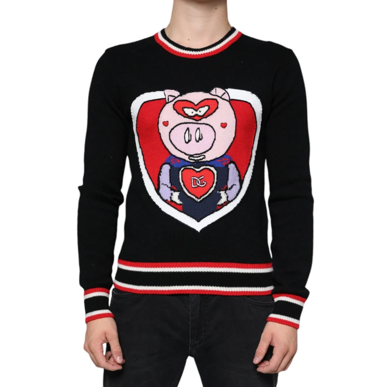 Dolce & Gabbana Black Cashmere Pig Of The Year Pullover Sweater Clothing - Men