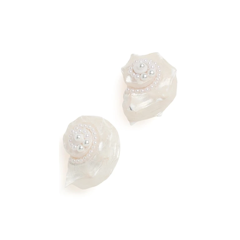 BaubleBar Santana Shell Statement Stud Earrings White One Size