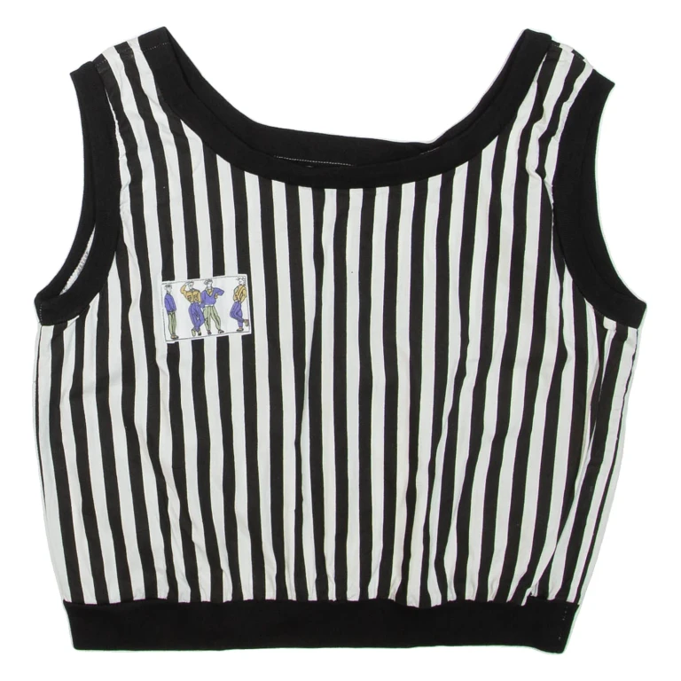 Womens Printed Vest Black Sleeveless Striped M