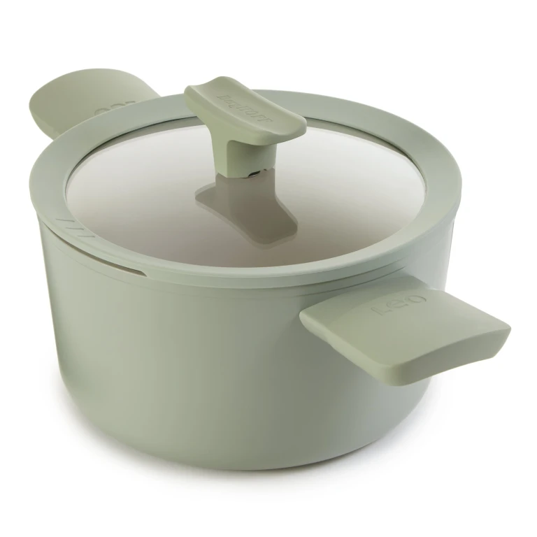 Balance Nonstick Ceramic Stockpot 8", 3.3qt. With Glass Lid, Recycled Aluminum, Sage