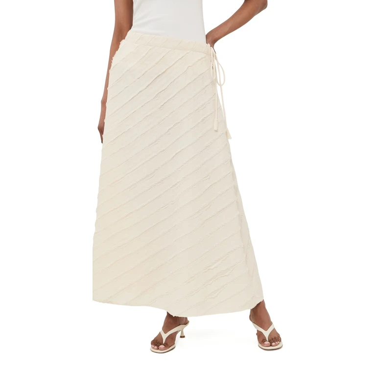 Chan Luu Cotton Strip Circle Skirt Natural 2