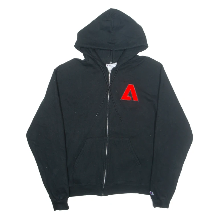 CHAMPION Mens Black Hoodie Full Zip M