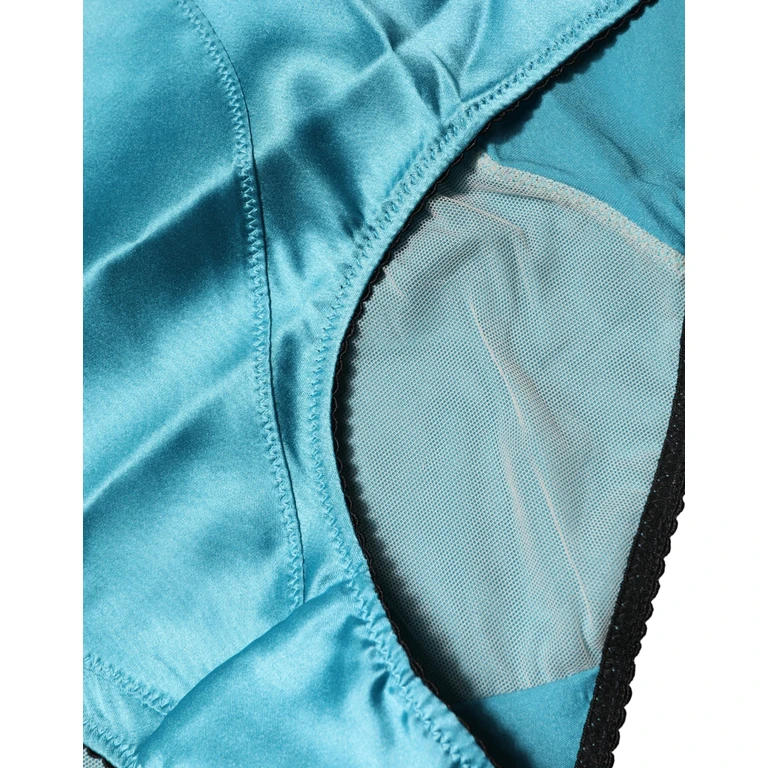 Dolce & Gabbana Blue Silk Blend High Waist Girdle Panty Underwear Elastane Clothing - Women