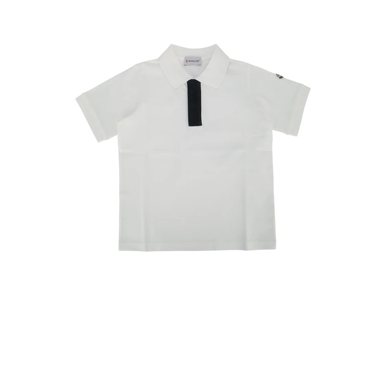 Moncler Jr Ss Polo Creamblack Base Fabric: Cotton