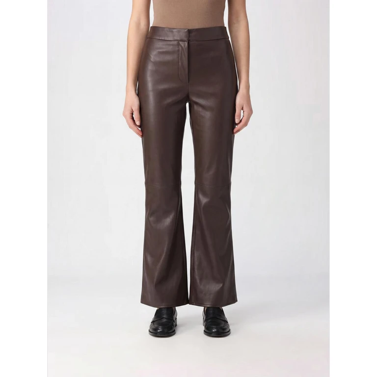 Sublime Flared Mid-Rise Trousers in Smooth Calfskin Leather (2629786041600003)