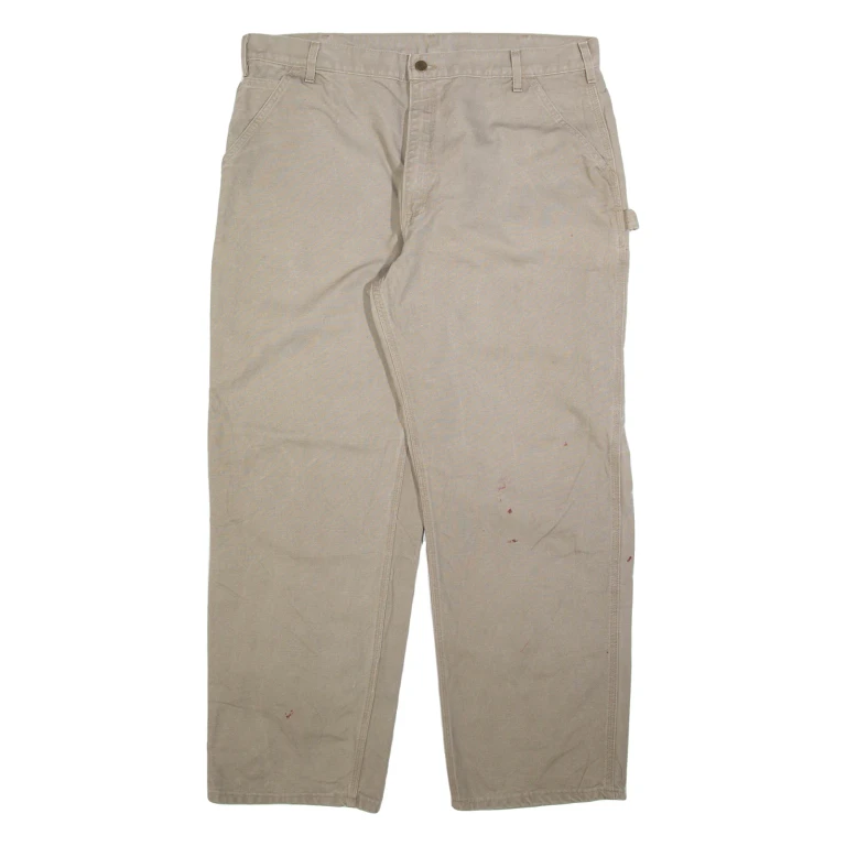 CARHARTT Carpenter Mens Trousers Grey Relaxed Straight W40 L32