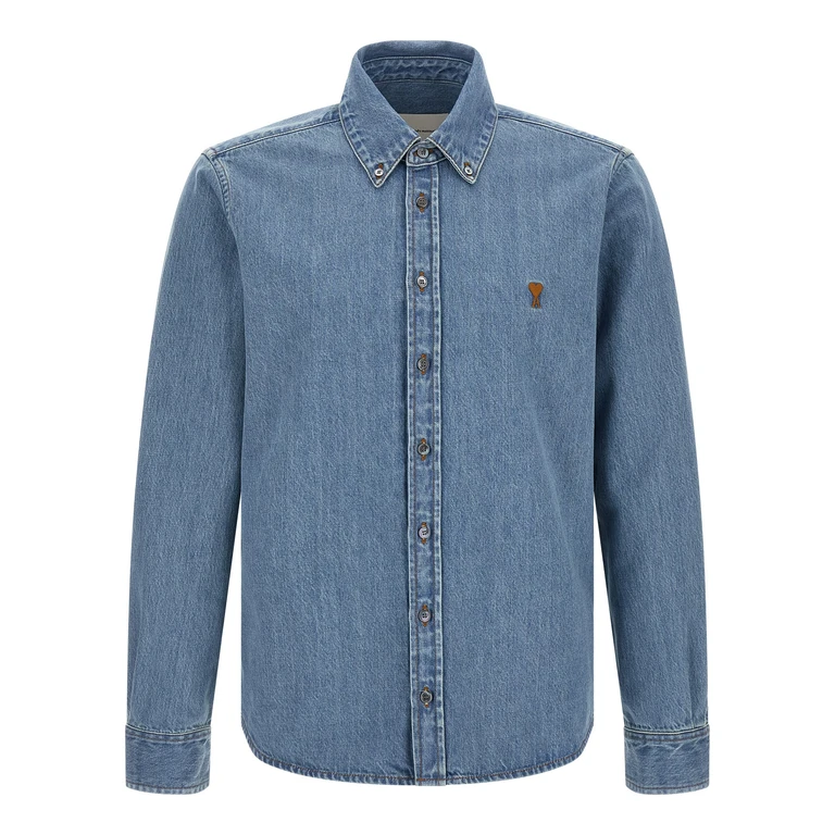 AMI Paris Blue Cotton Blouse - Men