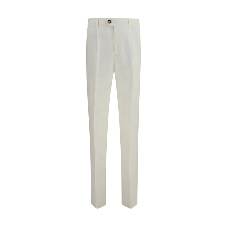 White Linen Casual Pants - Men