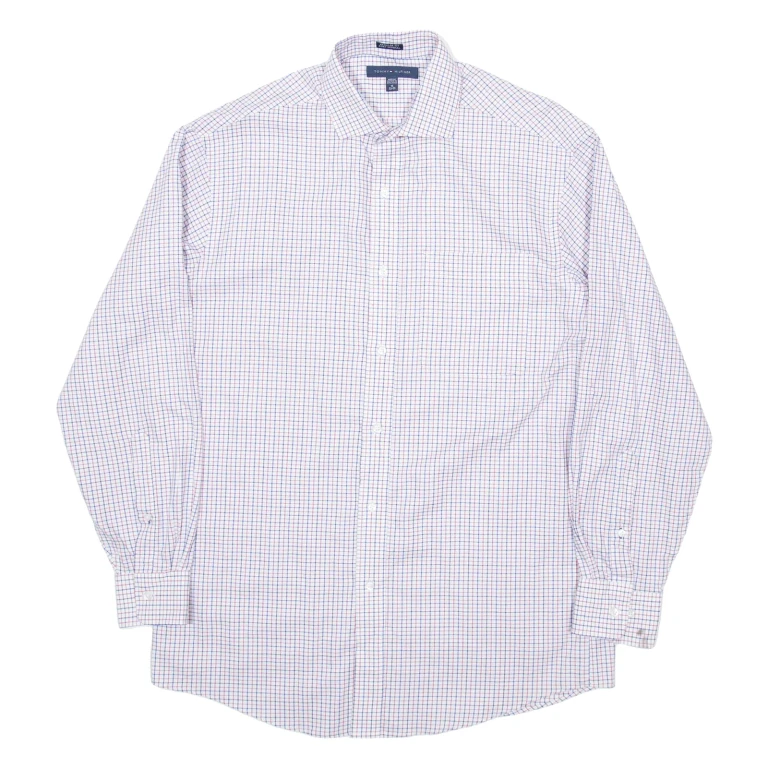 TOMMY HILFIGER Mens Shirt Blue Check Long Sleeve S