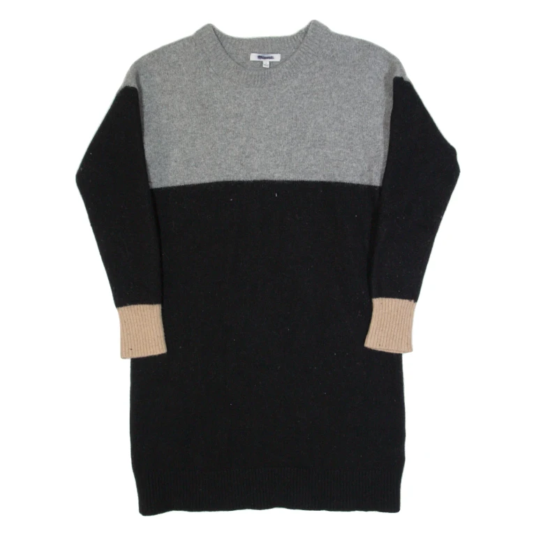 MADEWELL Womens Jumper Dress Black Knit Long Sleeve Knee Length S