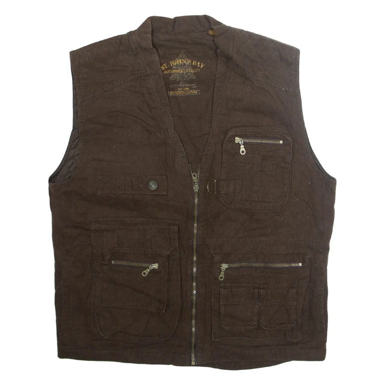 ST. JOHNS BAY Mens Gilet Brown L