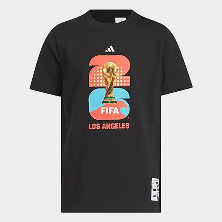 adidas Big Kids FIFA World Cup 26 Host City Los Angeles Graphic Soccer T-Shirt in Black Size: XS