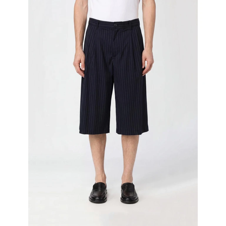 Pinstriped Wool Blend Chino Shorts with Wide Leg (PAU54500519170)