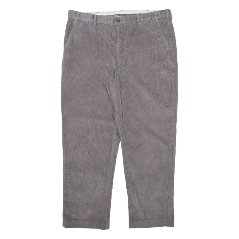 LL BEAN Mens Corduroy Trousers Grey Relaxed Straight W40 L30