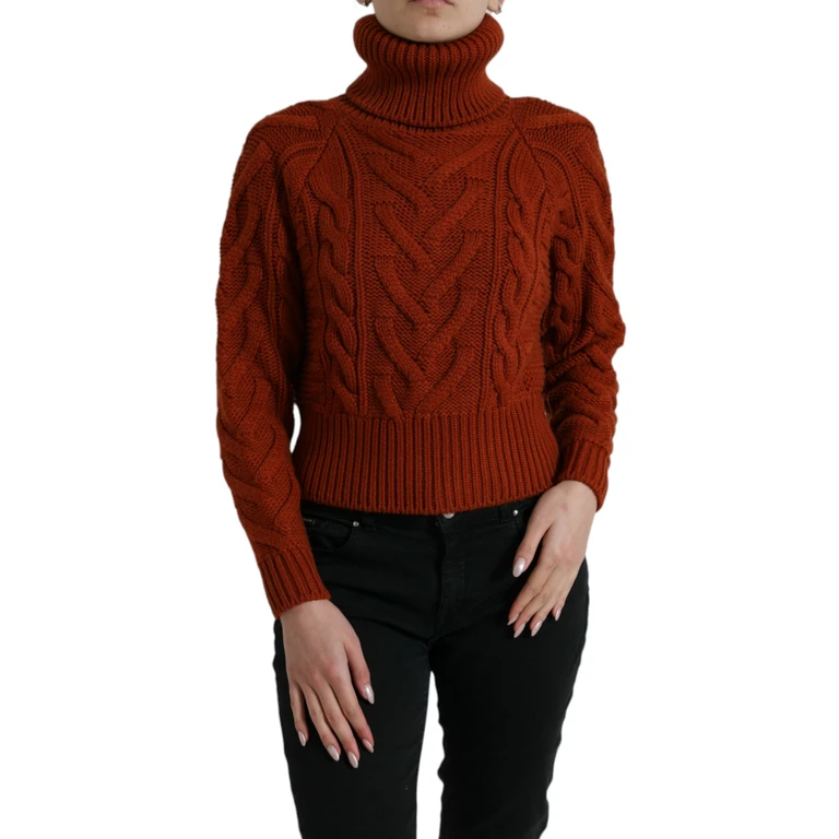 Dolce & Gabbana Brown Wool Knit Turtleneck Pullover Sweater Virgin Cashmere Clothing - Women