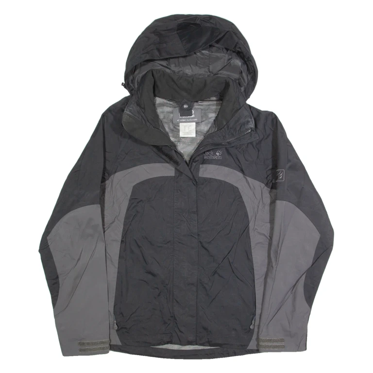 JACK WOLFSKIN Womens Rain Jacket Grey Hooded UK 8