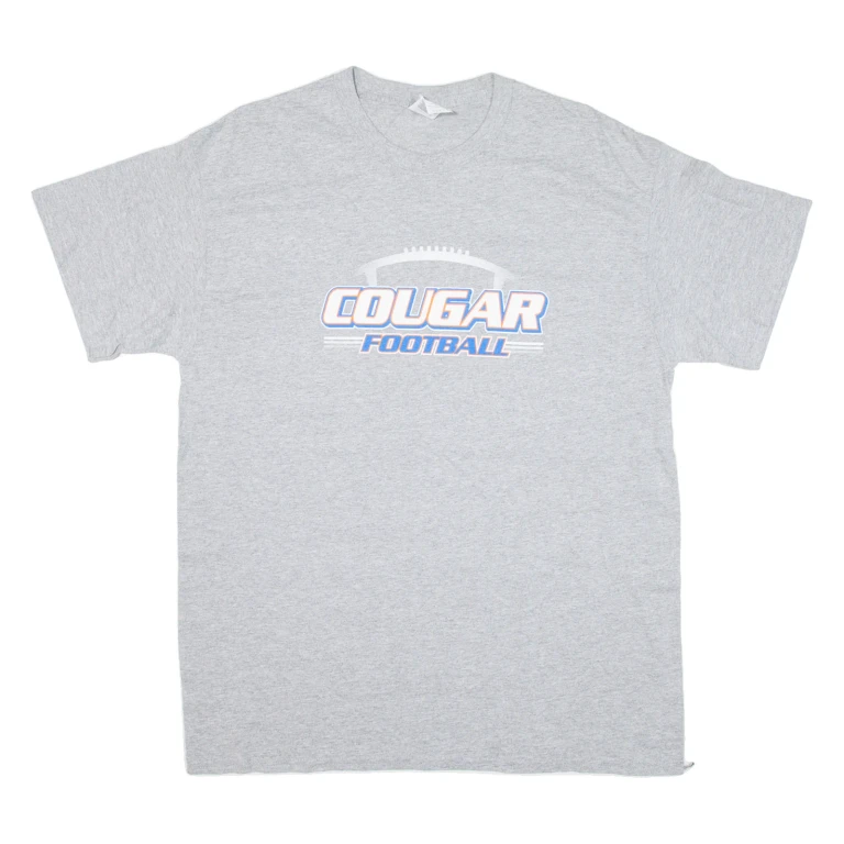GILDAN Cougar Football Mens T-Shirt Grey USA L