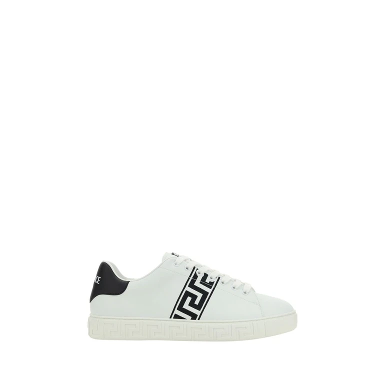 Versace White Calf Leather Bos Taurus Low Top Sneakers - Men