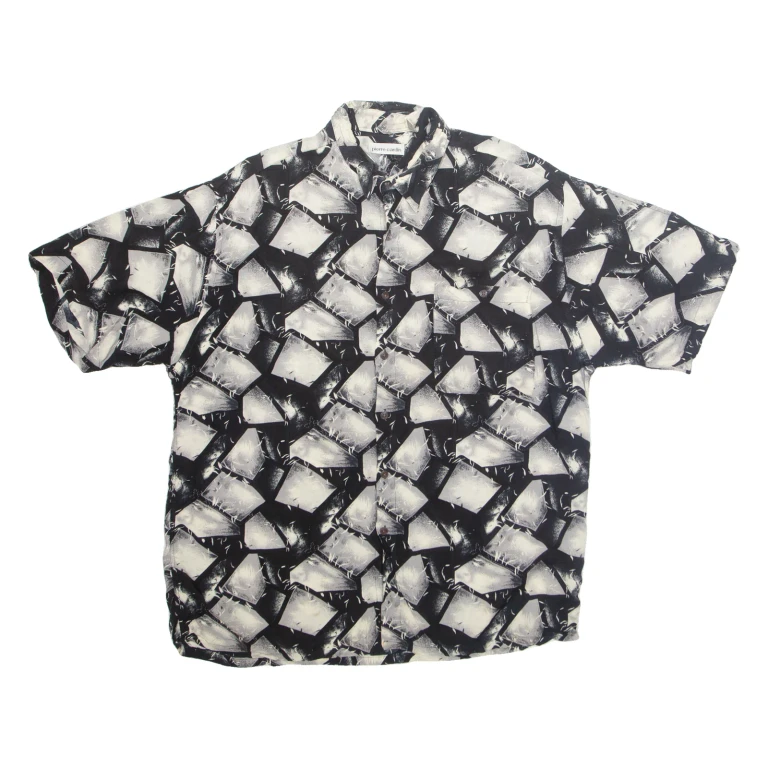 PIERRE CARDIN Mens Shirt Black Crazy Pattern XL