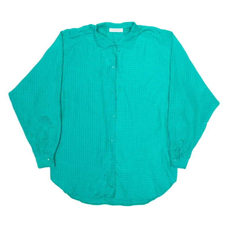 ROBERTO RIVA Mens Shirt Green Viscose Check Long Sleeve XL