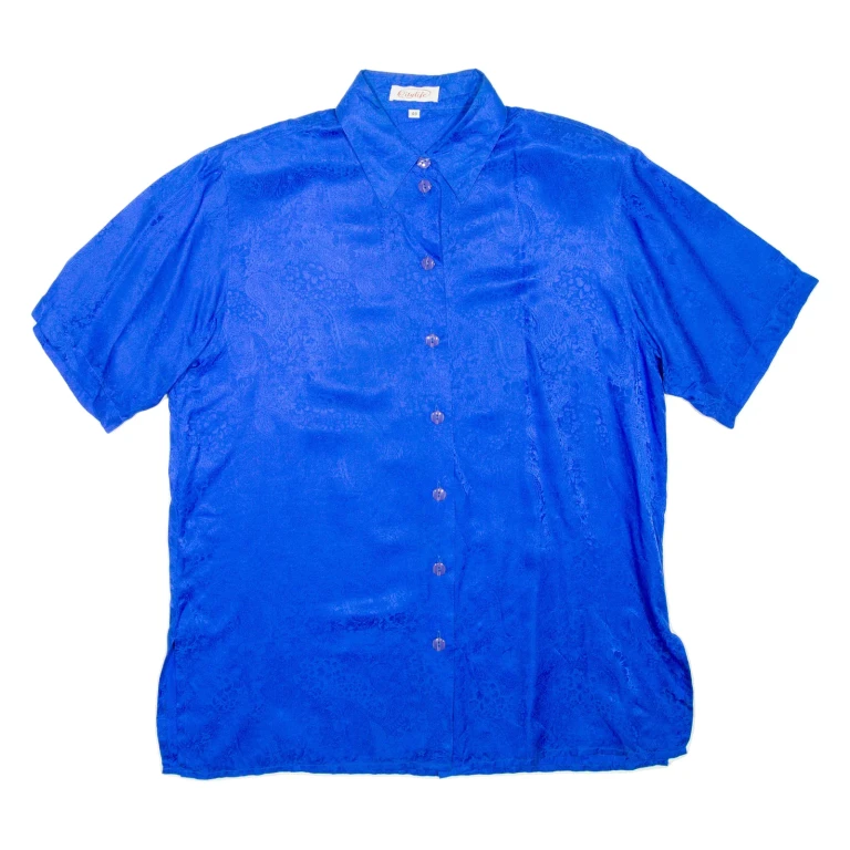Womens Printed Shirt Blue Collared Floral L