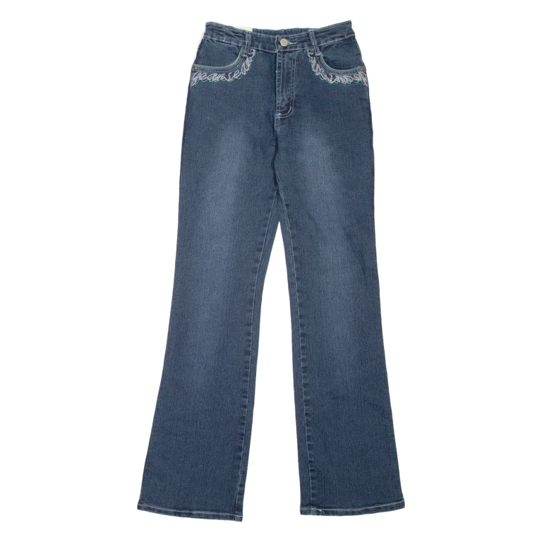 LANG LANG SILANG Womens Jeans Blue Regular Bootcut Stone Wash W24 L29