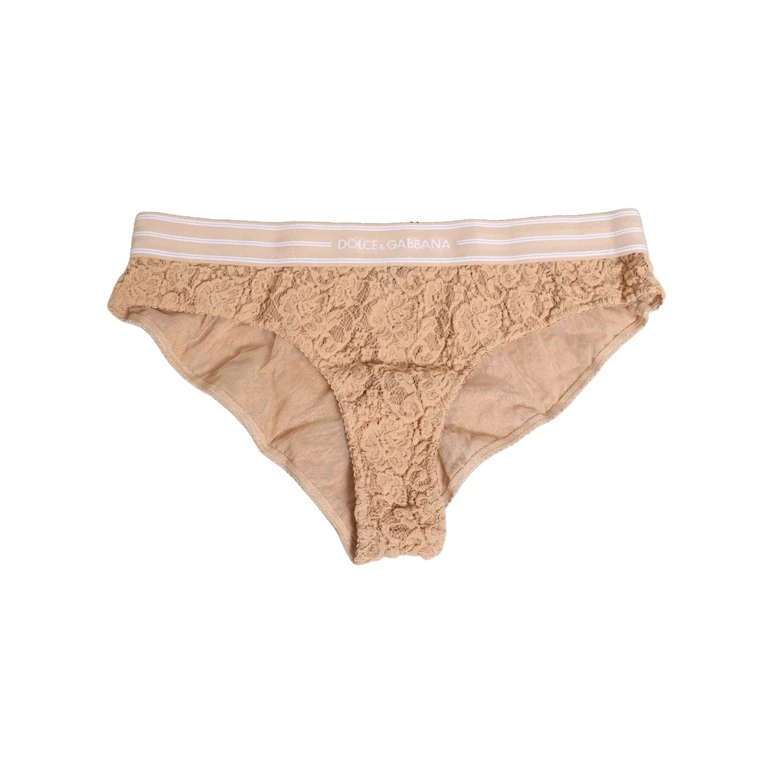 Beige Lace Nylon High Waist Panty Underwear Clothing - Women