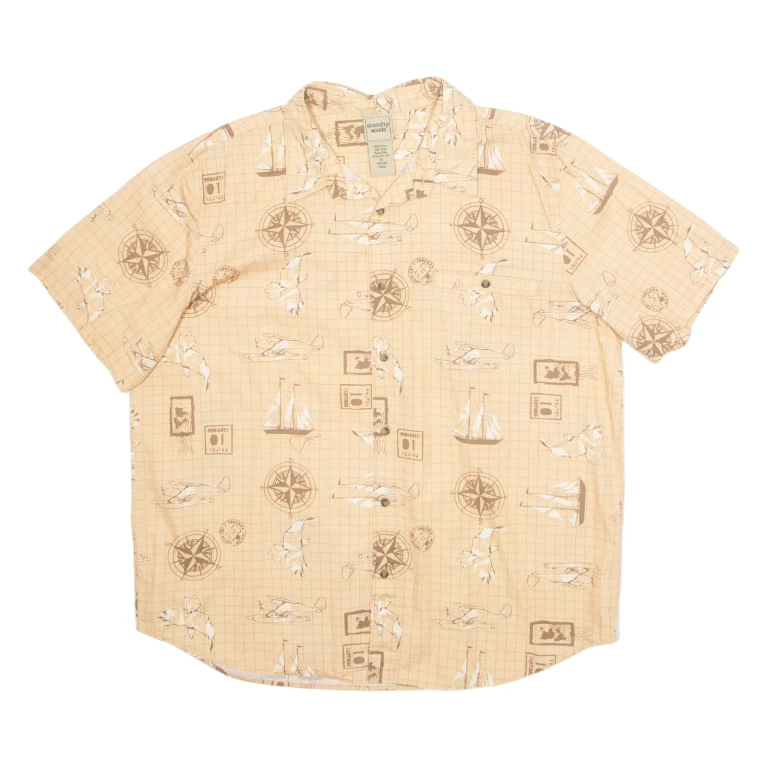 SCANDIA WOODS Mens Hawaiian Shirt Brown Crazy Pattern XL