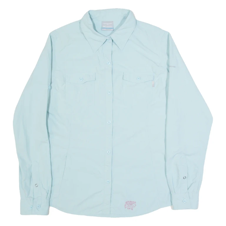 COLUMBIA Womens Plain Shirt Blue Long Sleeve M